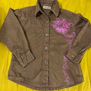 Wrangler Brown/pink western button down